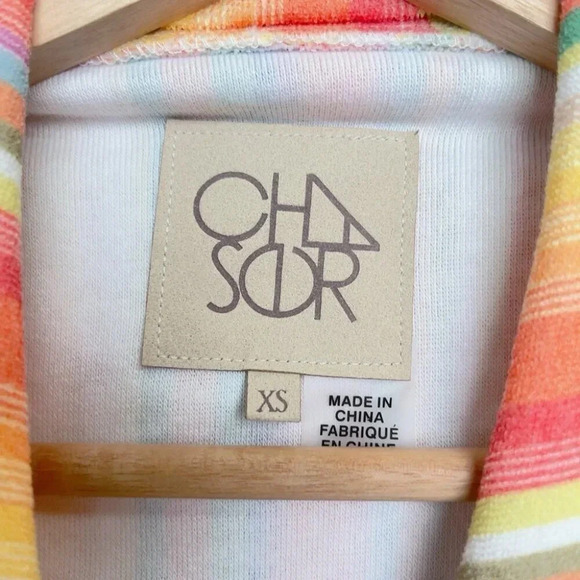 Chaser Womens Size Xsmall Rainbow Multistripe Cropped Terry Button Shirt - Picture 6 of 10